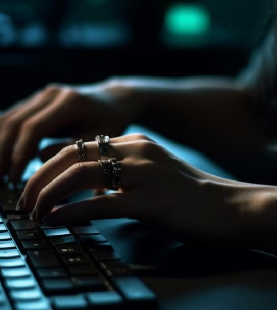 Profissional trabalhando com tecnologia segura